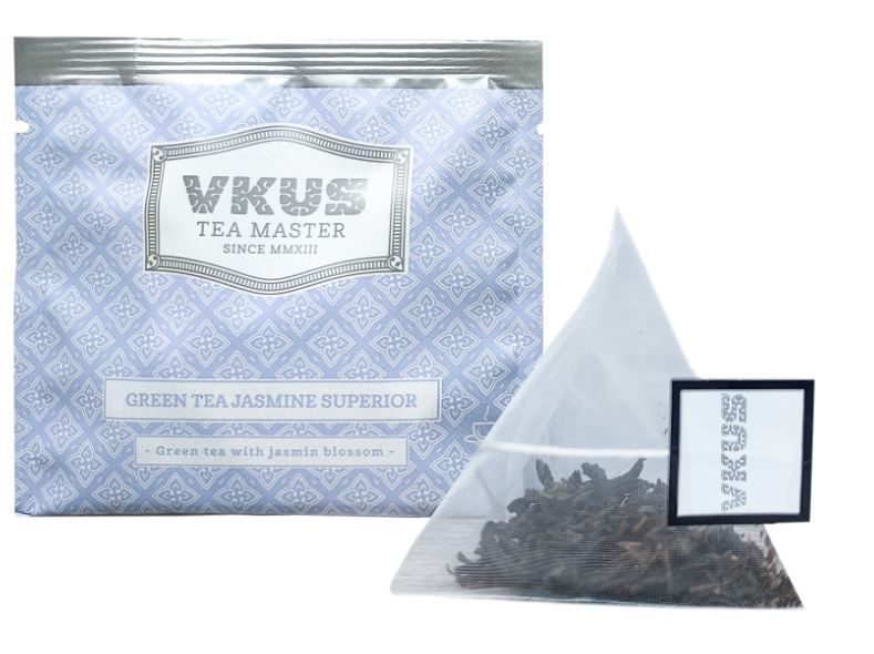 Зелёный чай VKUS Изысканный жасмин, в пирамидках на чашку, 50 шт. х 1,75 гр.