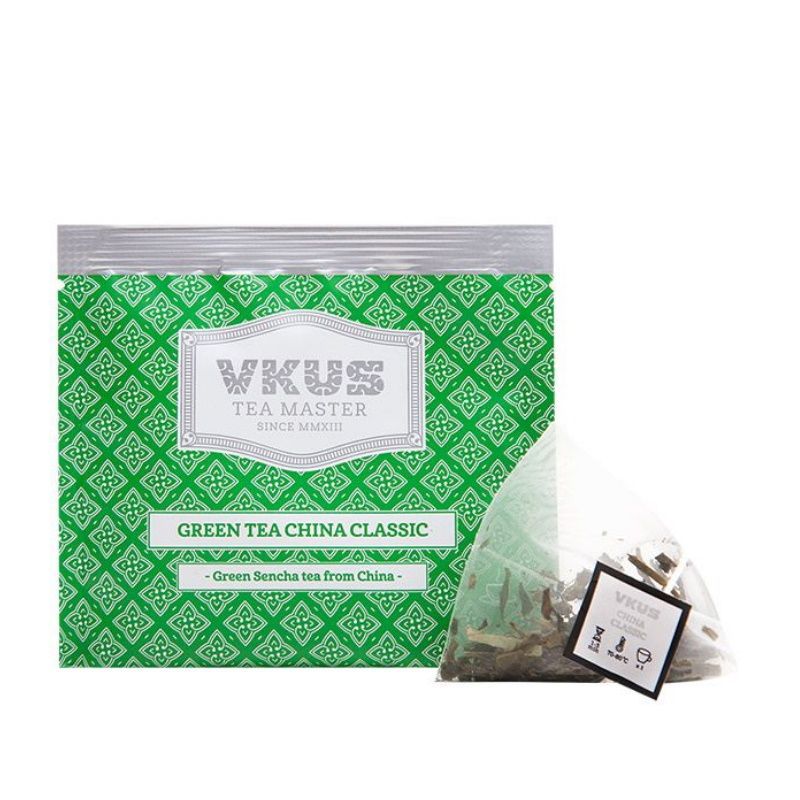 Классический зелёный чай VKUS Сенча, в пирамидках на чашку, 20 шт. х 1,75 гр.
